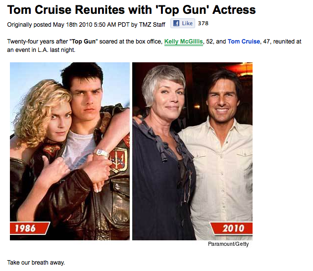 Kelly McGillis and Tom Cruise.
